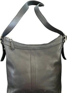 Coach Vintage Legacy Black Leather Slim Duffle Tote Shoulder Bag Purse 9188